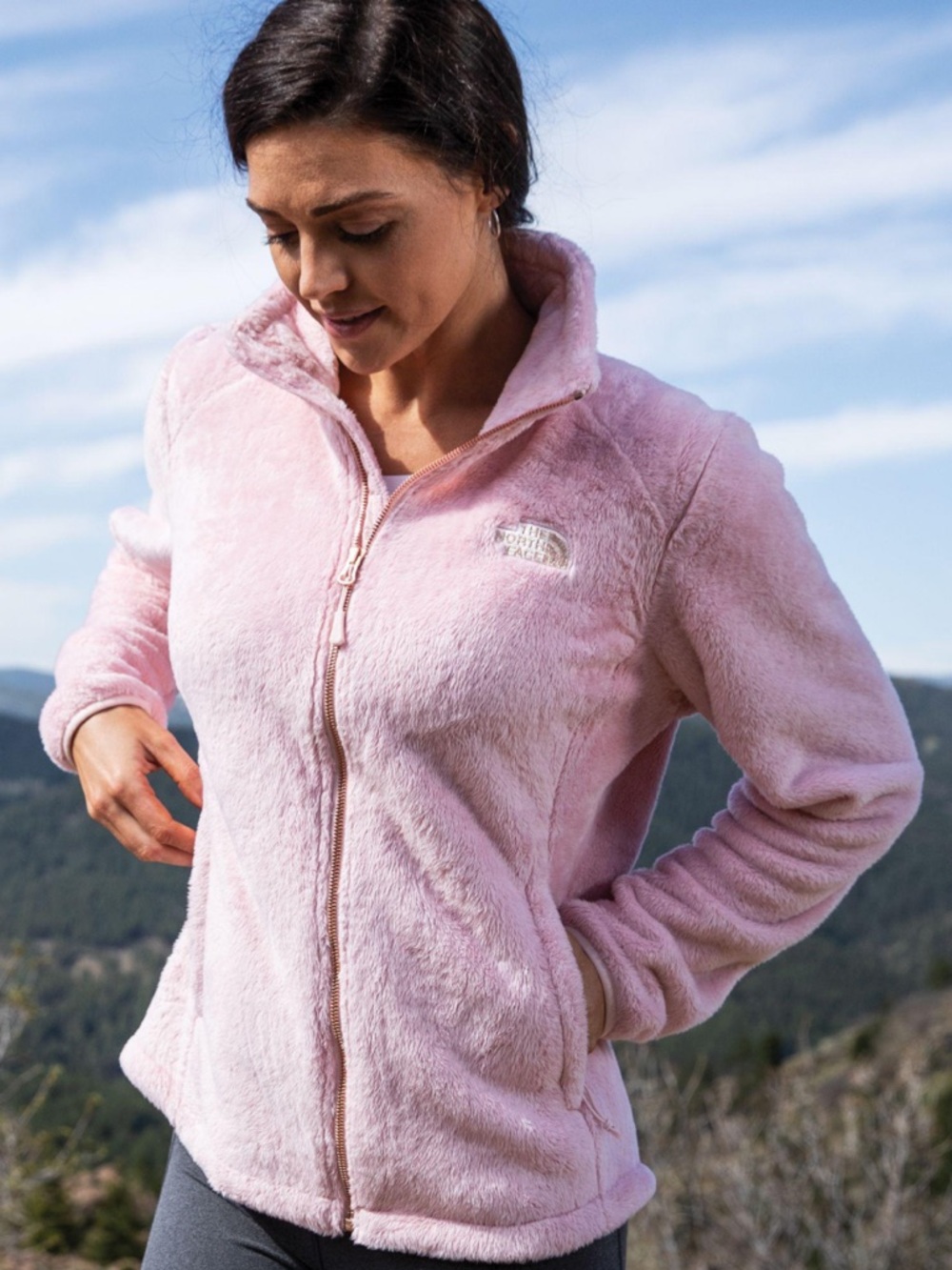 The North Face Women's Light Pink Teddy Fleece Full-Zip Jacket